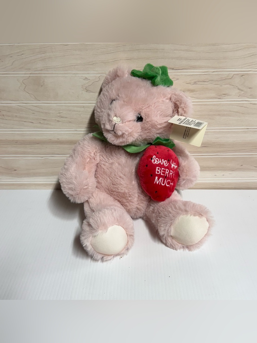 Plush Pink Strawberry Bear Toy - 'Love You Berry Much'